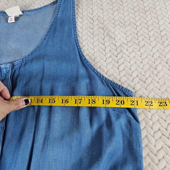Merona Chambray Romper Womens XL Blue Casual Summer Minimalist Boho Time Capsule - Picture 5 of 9